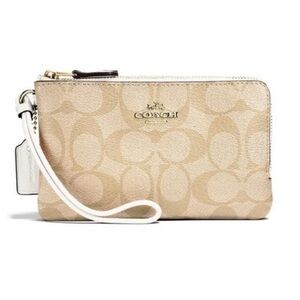 Coach Signature Beige Wristlet